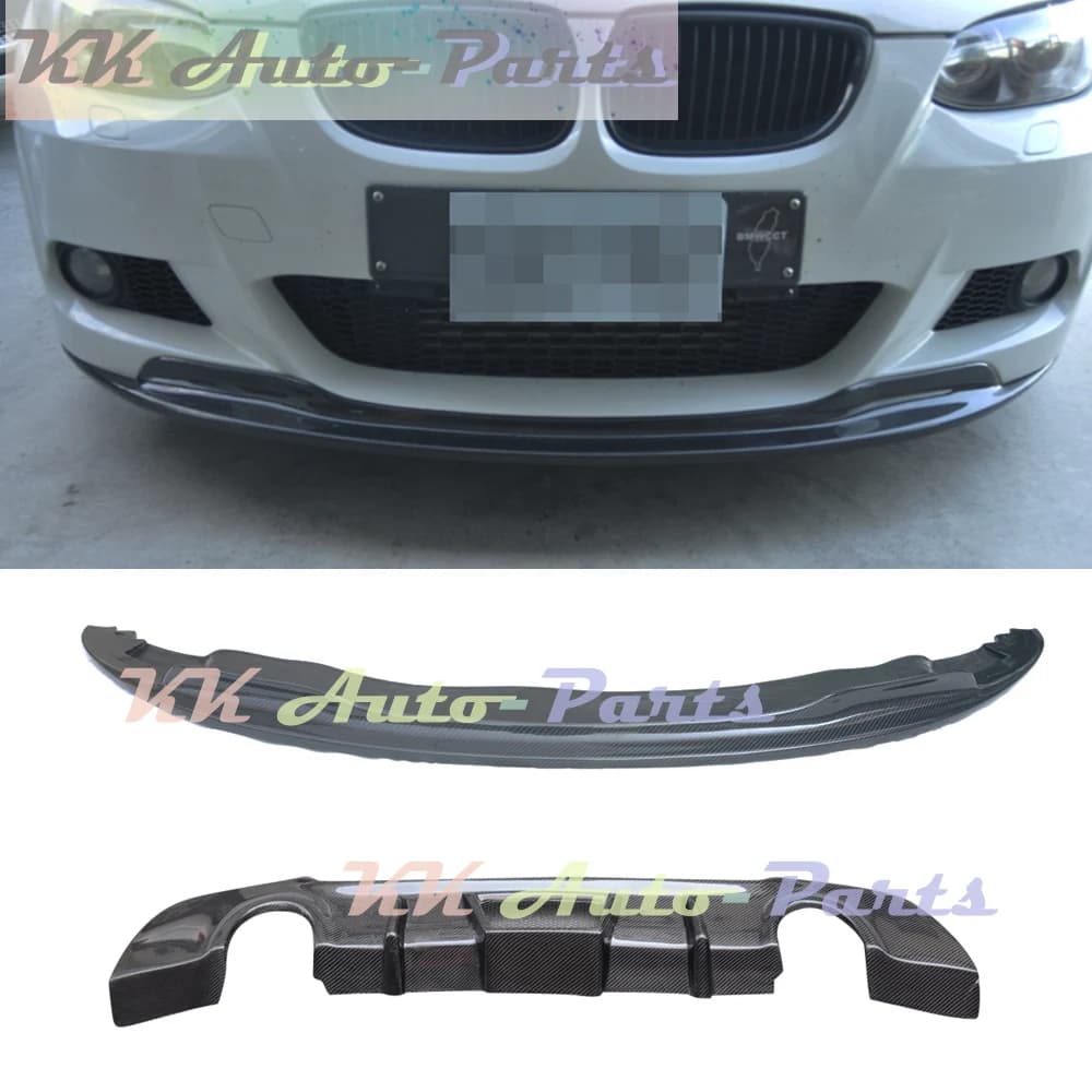 Front Spoiler in real carbon fiber, splitter, rear diffuser, bumper protection for BMW Series 3 E90 E92 E93 M Tech 2005-2009