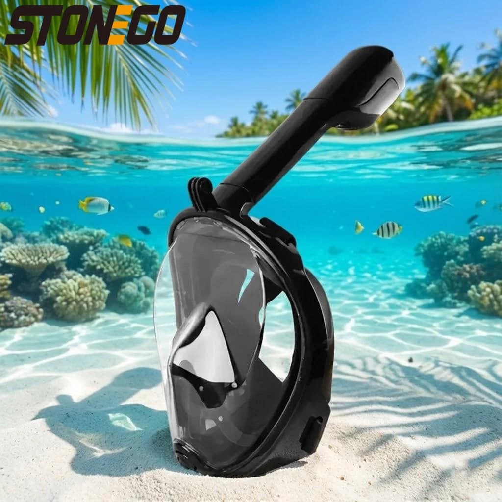 180 degree underwater mask Anti-fog and Anti-infiltration with Breathing Tube and Camera Support for Safe Swimming