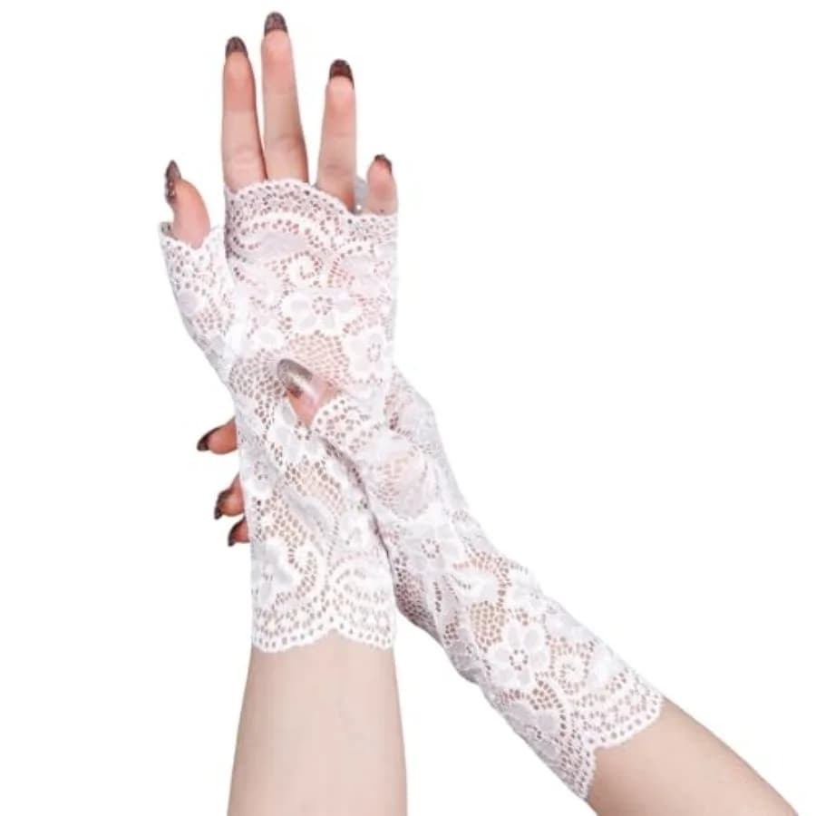Short Lace Gloves Fingerless for Women Bridal Wrist Glove for Daily Use Opera Evening Tea Party