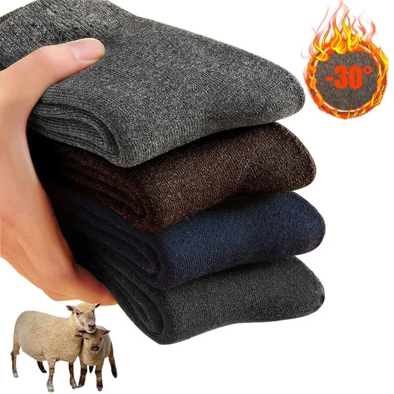 2026 New Winter Super Plus Thick Men Women's Women's Hot Socks Solid Socks Merino Wool Socks Against Cold Snow Terry Socks