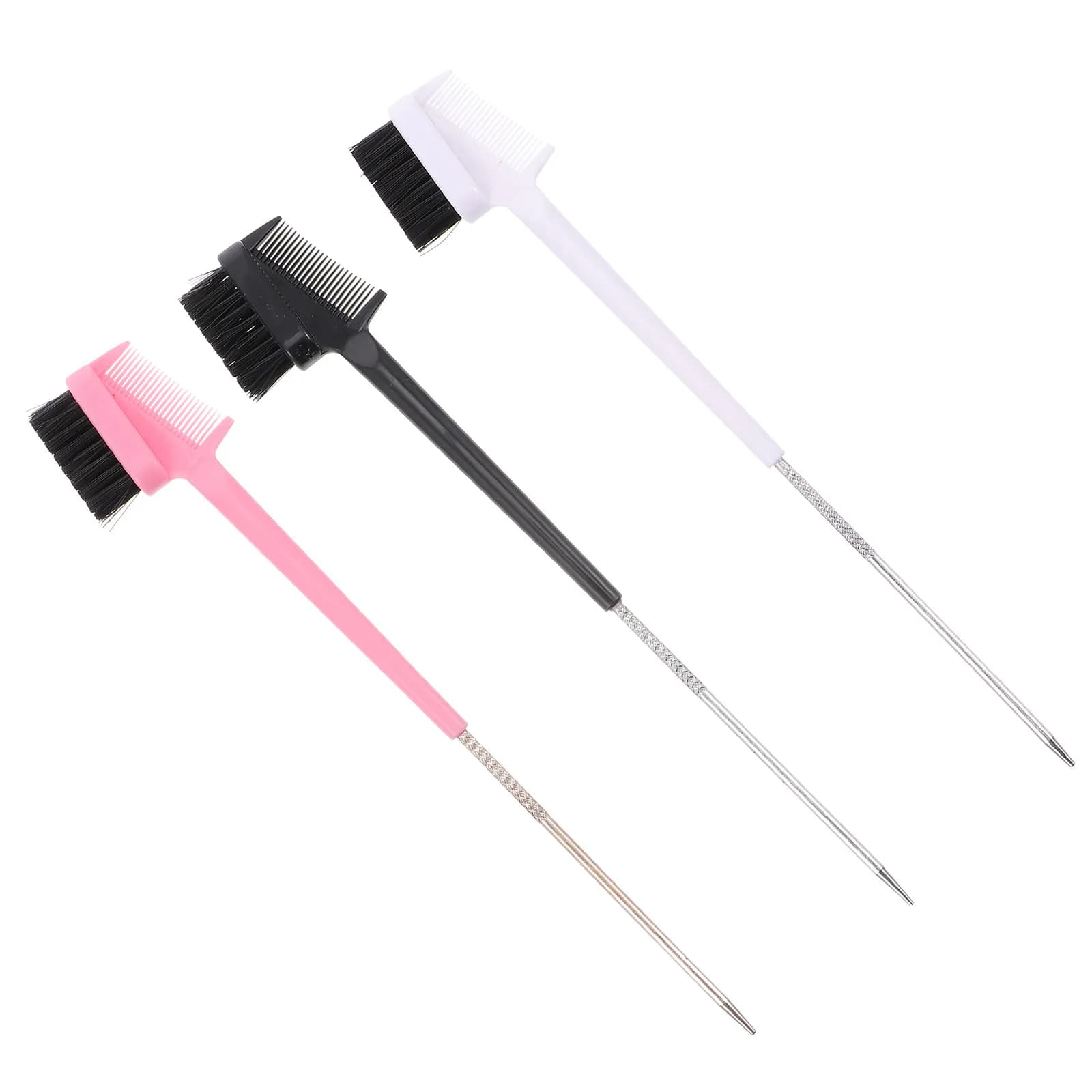 Set of 3 Eyebrow Brushes with Combs, Eyebrow Powder Application Brush, Mascara Cleaning, Eyebrow Modeling and Eyelash Radici