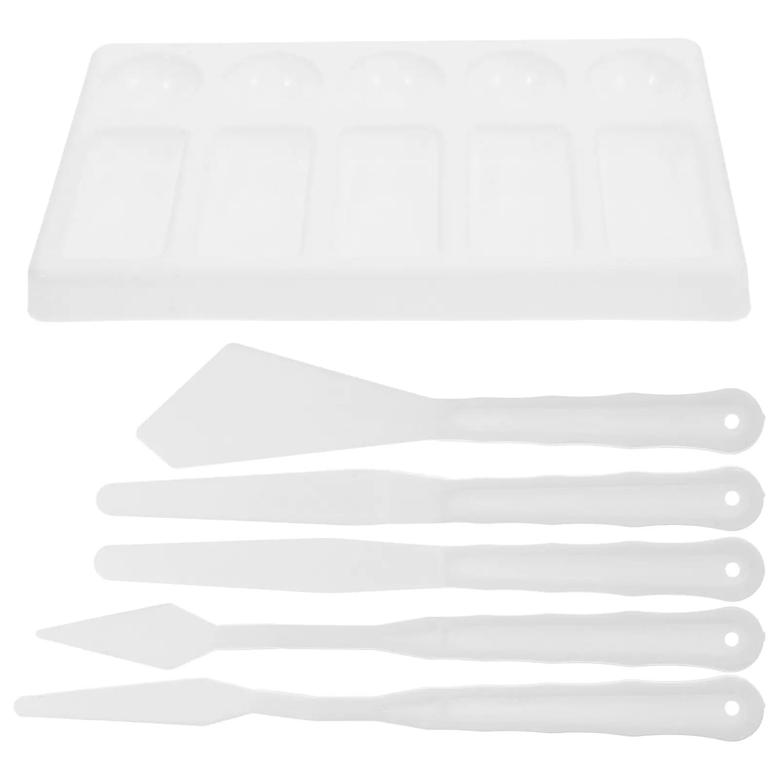 Plastic Paint Spatula Palette Set Innovative Integrated Palette Oil Watercolor Paint Scrapers Art Supplies for Artists