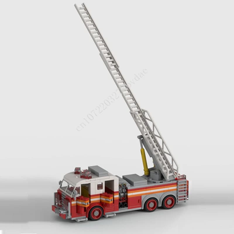 436PCS High-Tech Meccanico MOC Auto NYFD Scaletta Camion Fuoco Motore di Ingegneria Elettrica Veicolo Kit Puzzle Giocattoli per I Bambini Età