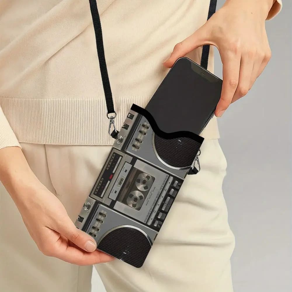 2D printing cell phone bag, shockproof, with adjustable shoulder strap, multifunctional wallet, waterproof shoulder bag for women