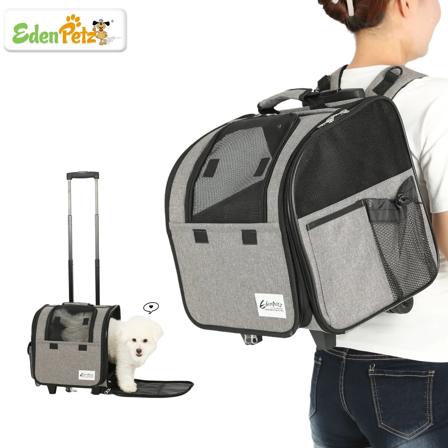 Grande carrello per animali domestici Passeggino pieghevole multifunzionale per trasporto di compagnia aerea Approvato zaino per cani e gatti su ruote