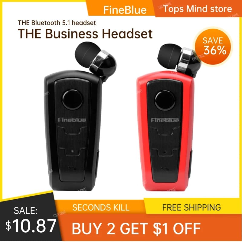 Fineblue Bluetooth F910 Mini Portable Wireless Bluetooth Earphone Headset In-Ear Vibrating Alert Wear Clip Hands Free For Phone