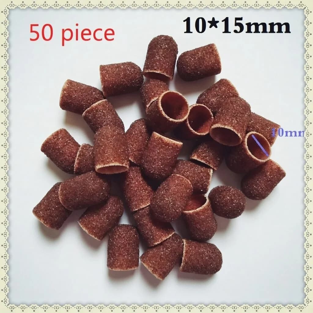 50 pz/lotto #80,120,180 10*15 millimetri Blocco di Levigatura Manica Cap Manicure File di Strumenti di Nail Drill Lucidatura Accessori di Sabbia -10