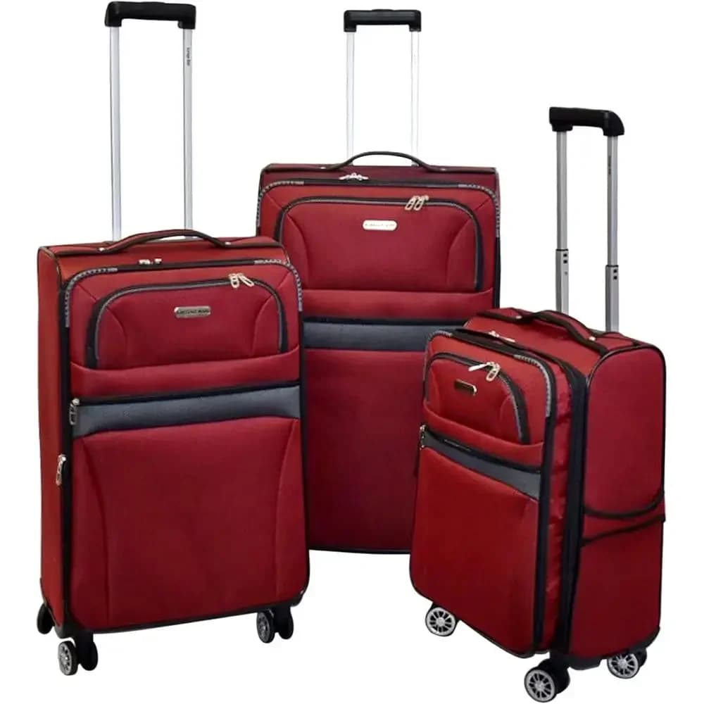 Set di Valigie Ultraleggere con Ruote, Espandibili, 20, 24 e 28 Pollici, 3 Pezzi, Include Bagaglio a Mano (Rosso)