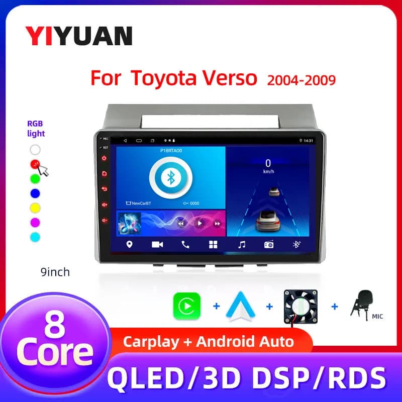 Android 14 Autoradio Per Toyota Corolla Verso AR10 2004-2009 2 Din GPS Carplay Auto Stereo Sistemi intelligenti Smart Autoradio