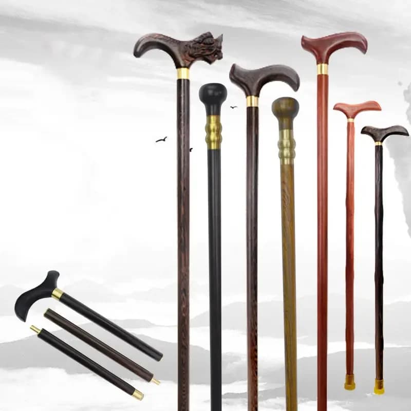 Wooden walking poles with three sections EDC removable chicken wings for outdoors Climbing poles Trekking poles Safety instrument