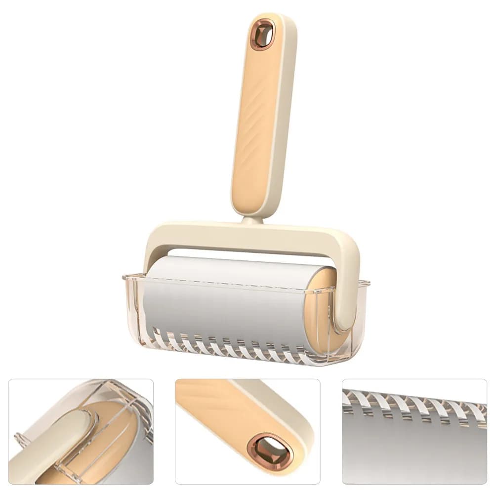 Set di 1 Rullo Levapelucchi Portatile a Forma di T, Super Adesivo per Rimuovere Peli di Animali, per Vestiti, Divani, Tappeti, Biancheria da Letto, Auto e Mobili