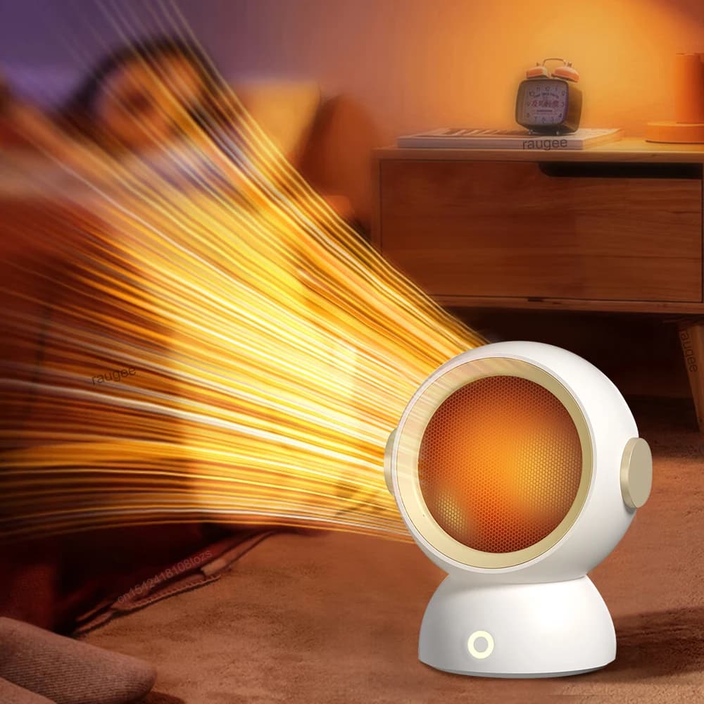 Ventilatore portatile ad aria calda da tavolo Mute Ventilatori di riscaldamento rapido per la casa Camera da letto Ufficio Riscaldatore elettrico con termostato Riscaldatore spaziale