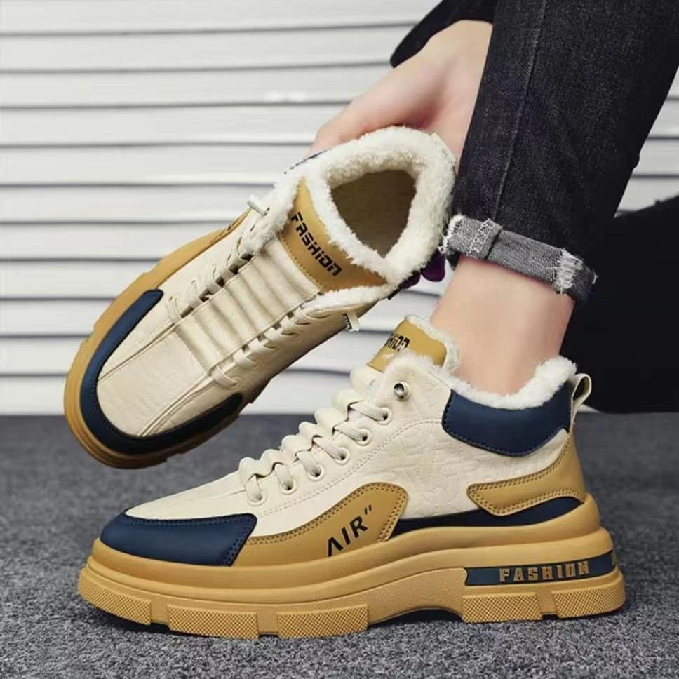 Design coreano da uomo -40 ° C Stivali invernali impermeabili resistenti al freddo Foderati in pile Scarpe slip-on da esterno in cotone caldo ispessito