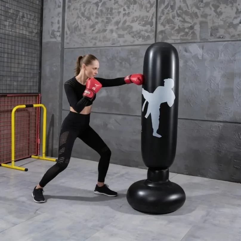 1pc KO Style Inflatable Boxing Sandbags Punching Bag Column Karate Taekwondo Training Props PVC Material Kickboxing Freestanding