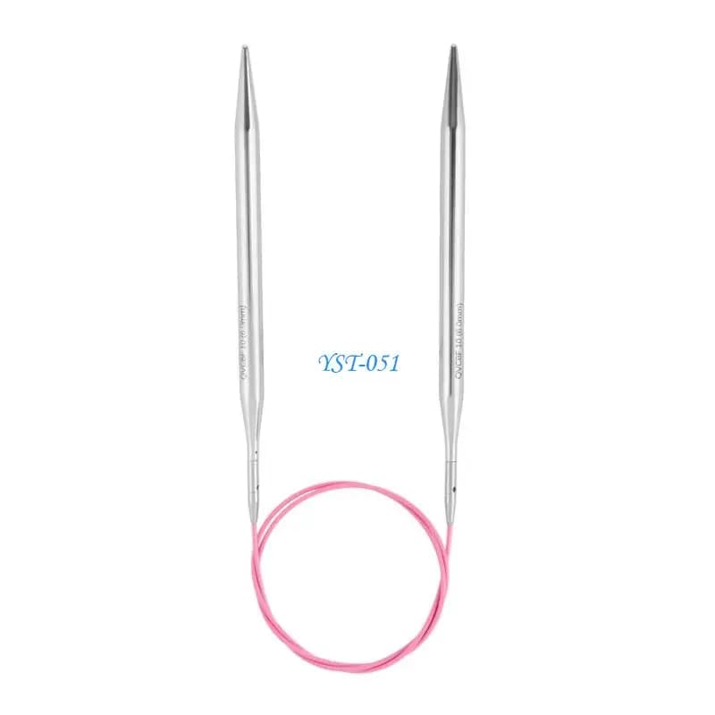 E15A 10Pairs Detachable Steel Circular Knitting Needle Set with 10CM Points, Flexible Cables and Carry Storage Case for Home