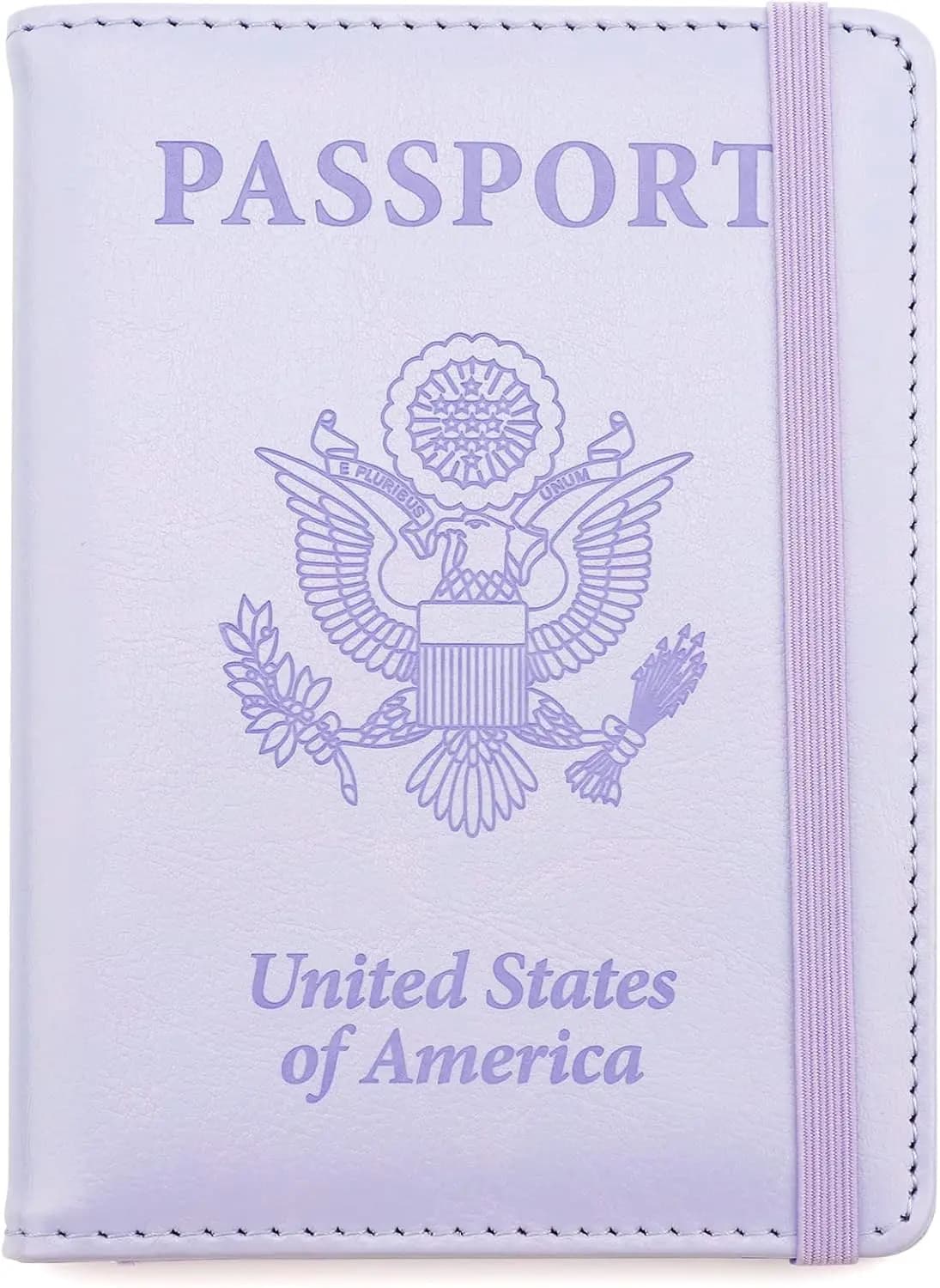 Porta Passaporto in Pelle Viola con Blocco RFID per Viaggi, Essenziale per Donne, Uomini e Famiglie