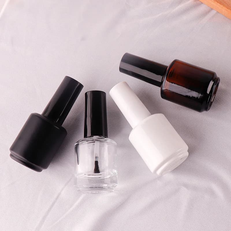 15ml Transparent Glass Bottle for Nail Polish with Cover and Brush, Cosmetic Containers, Glass Bottles for Nails with Brush