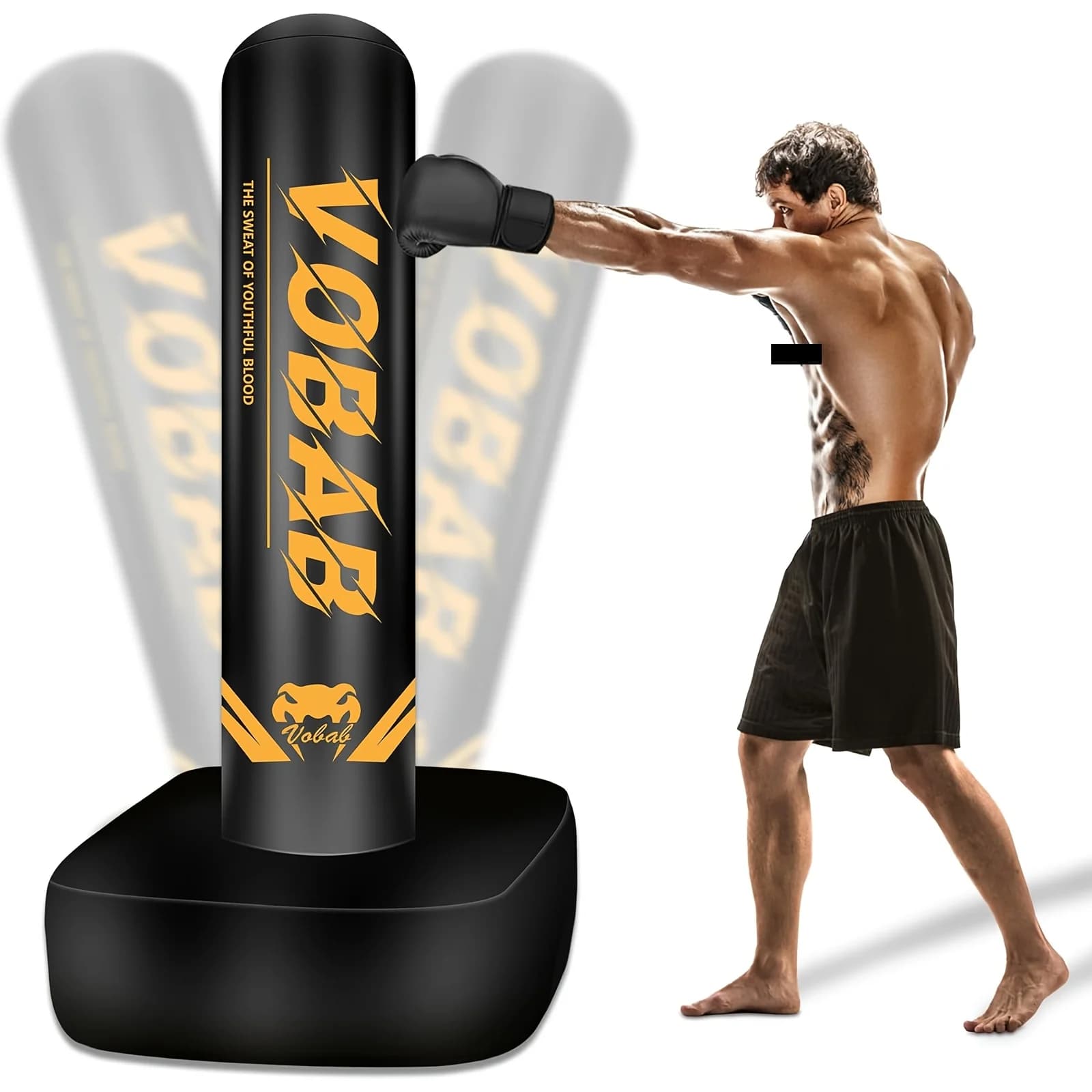 Sacco da Boxe Autoportante da 70 Pollici con Supporto, Adatto per Adulti, Ideale per Uomini e Donne che Praticano MMA, Thai Fitness