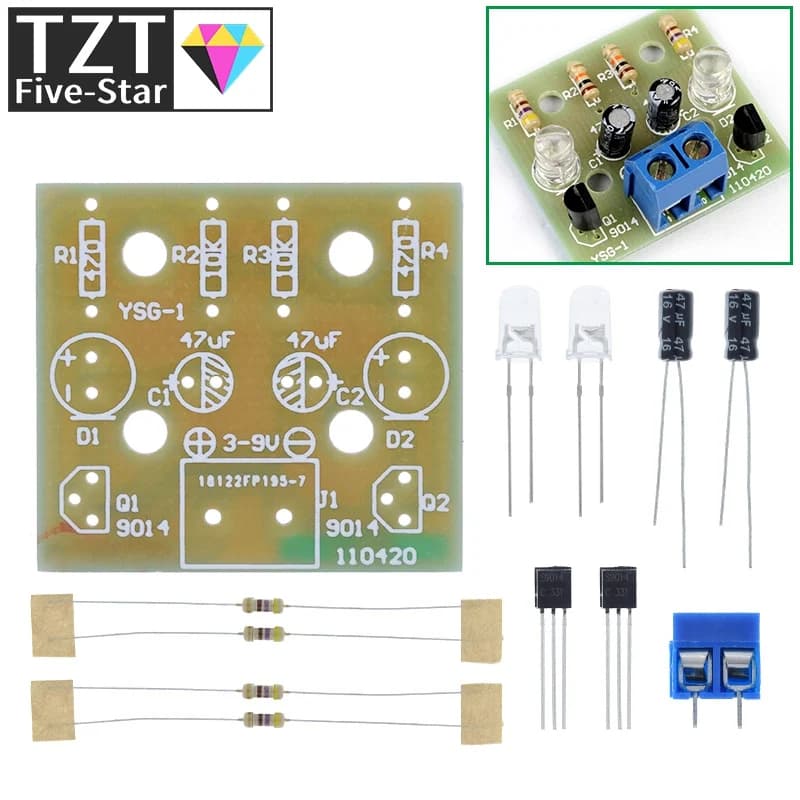 Kit LED Flash Semplice TZT, Componenti Elettronici DIY da 1,2mm per Arduino, Set Elettronico Fai-da-Te