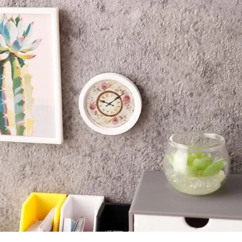 7Pcs Miniature Dollhouse Wall Clocks 1 12 Scale Mini Clock Models DIY Home Living Bedroom Decor Accessories