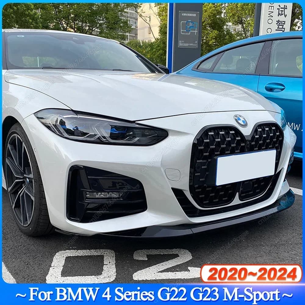 Front Bumper Splitter Lip Diffuser For BMW 4 Series G22 G23 M-Sport 2 Doors 2020-2024+ Bodykits Tuning ABS Gloss Black