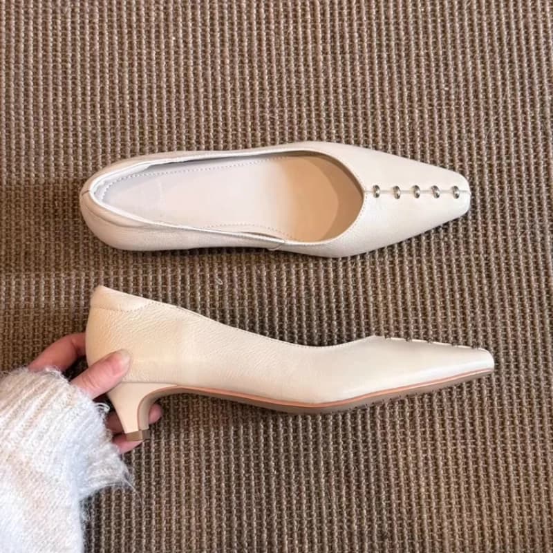 BANFANG Women's Shoes 4cm New Fashion French Commuter Versatile Temperament Shallow Mouth Pointed Toe Female Single Shoes