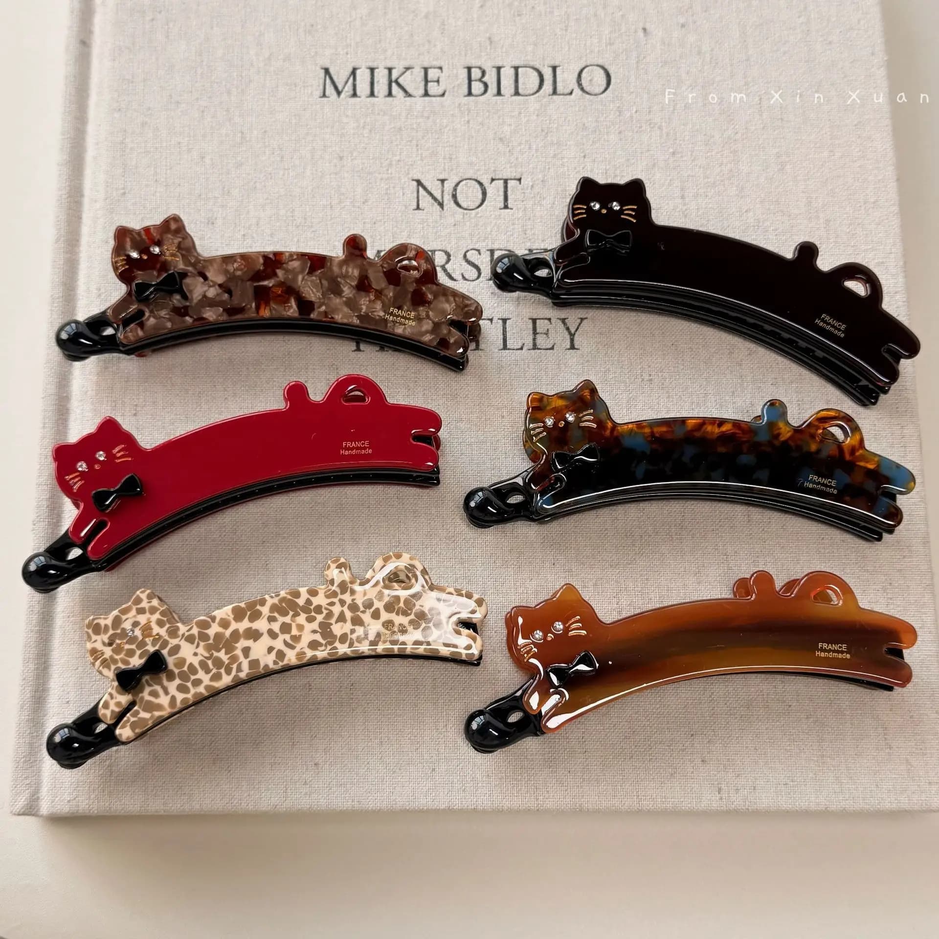 Fermagli per Capelli Coreani a Forma di Gatto, Clip a Banana Stile Francese, Fermaglio Verticale per Coda Alta, Pinza a Granchio in Acetato, Accessori per Capelli da Donna