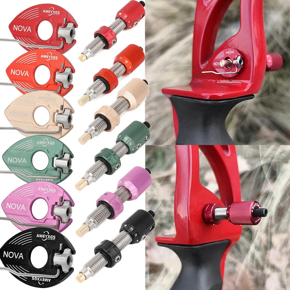 Adjustable Magnetic Arrow Rest Kit with Cushion Plunger Aluminium LH RH Recurve Bow Accessory for Archery Hunting Target Practice Shooting
