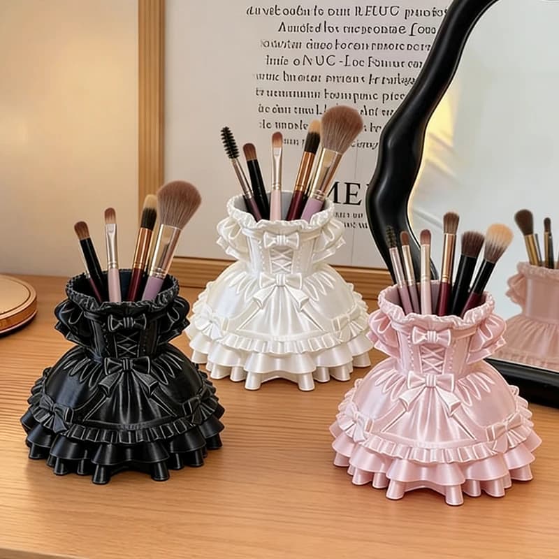 Princess Dress Shaped Storage Box Cute Lolita Skirt Pen Holder Desk Organizer 3D Resin Decor Room Table Decor Gift