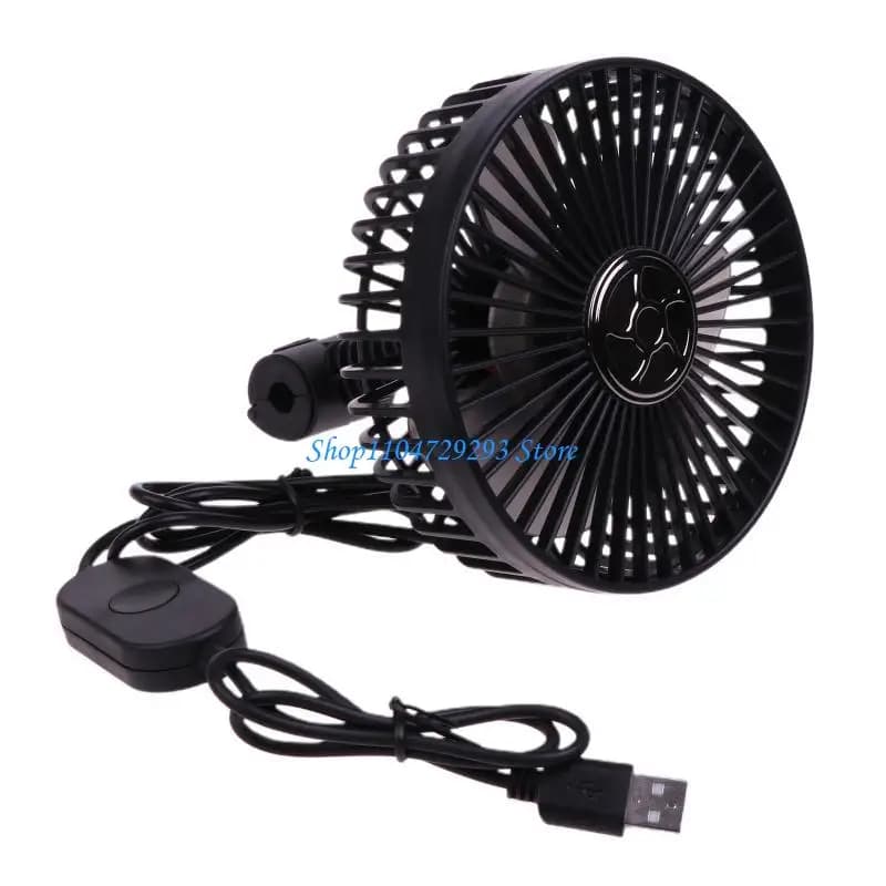 USB Powered Car Fan Powerful 3 Speed Quiet Ventilation Electric Cooling