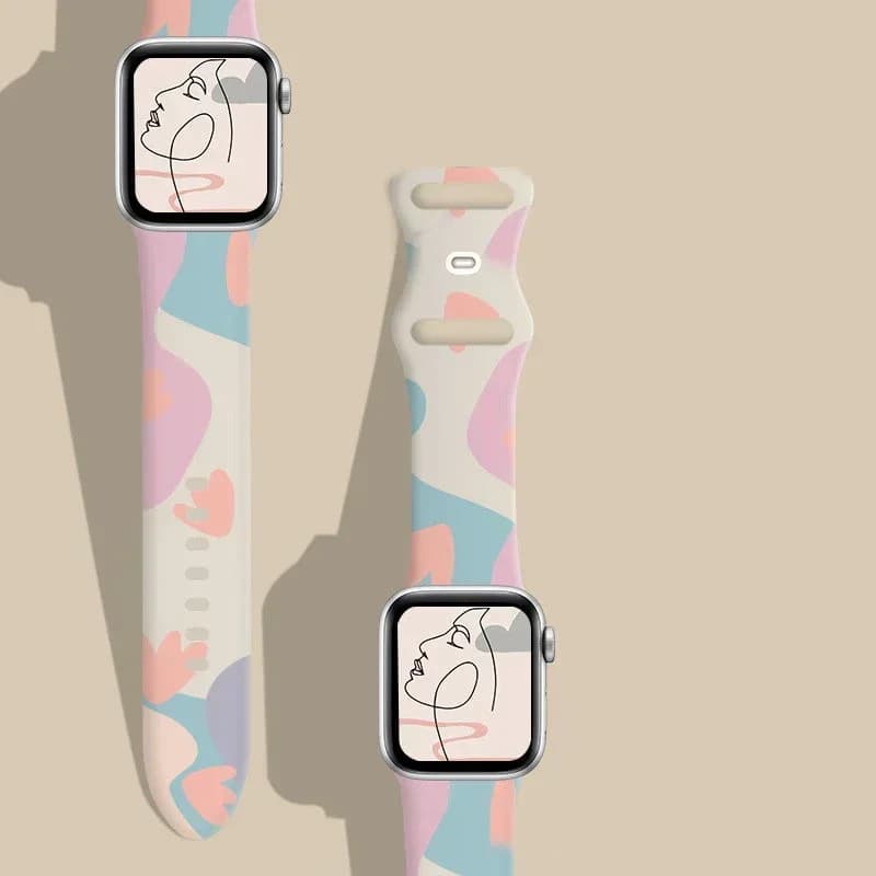 Cinturino in silicone stampato per cinturino Apple Watch 42mm 46mm 44-45mm 41mm 40mm Ultra 2 49mm braccialetto iWatch Serie 10 9 8 7 6 5 4 3 SE