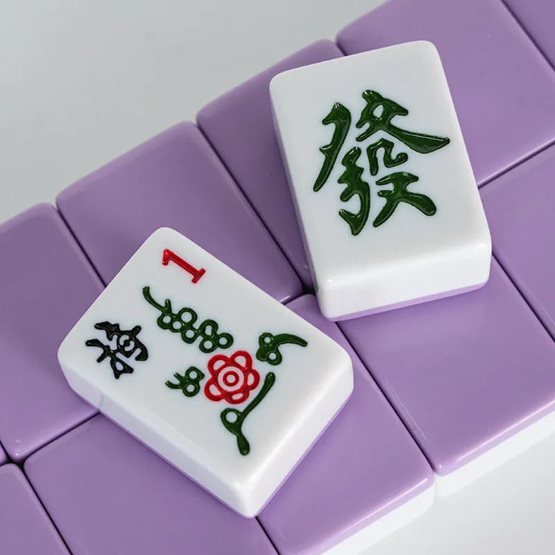 Pink Mahjong Purple Household Mahjong Tiles Hand-mixed Board Game Cards Large Size 44 42mm 40# Multiplayer Game Gift Medium Size