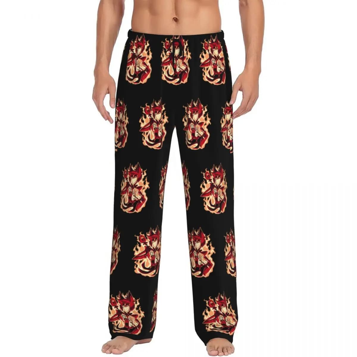 Pantaloni da pigiama da uomo personalizzati Hazbins Hotels Stampa Pantaloni da notte per il sonno dei cartoni animati con tasche