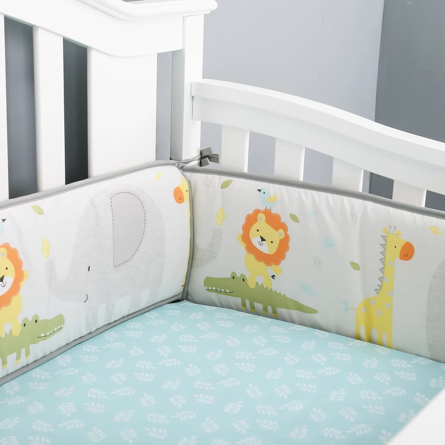 5 pezzi Cartoon Set di biancheria da letto per culla Set di letti per bambini Protezione per culla Paraurti per lettino Lenzuolo con angoli (4 paraurti + lenzuolo per culla)