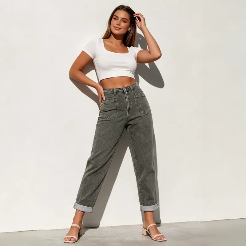 Women Plus Size American High Street Heavyweight Flare Jeans Retro Loose Fashion Casual Long Denim Trousers