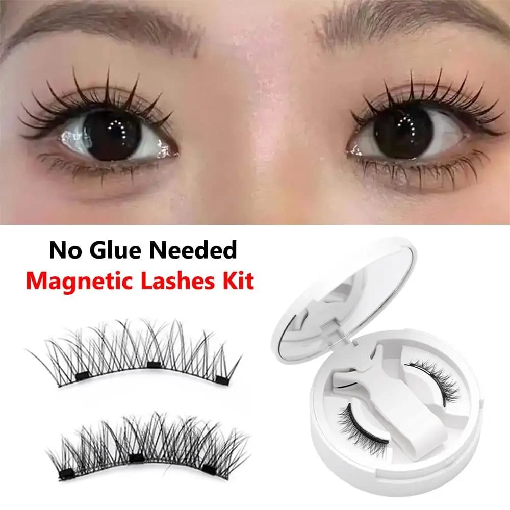 Ciglia Magnetiche Senza Colla con Applicatore, Kit Ciglia Magnetiche Riutilizzabili Effetto Fox Eye, Aspetto Naturale, Estensioni Ciglia Fai da Te