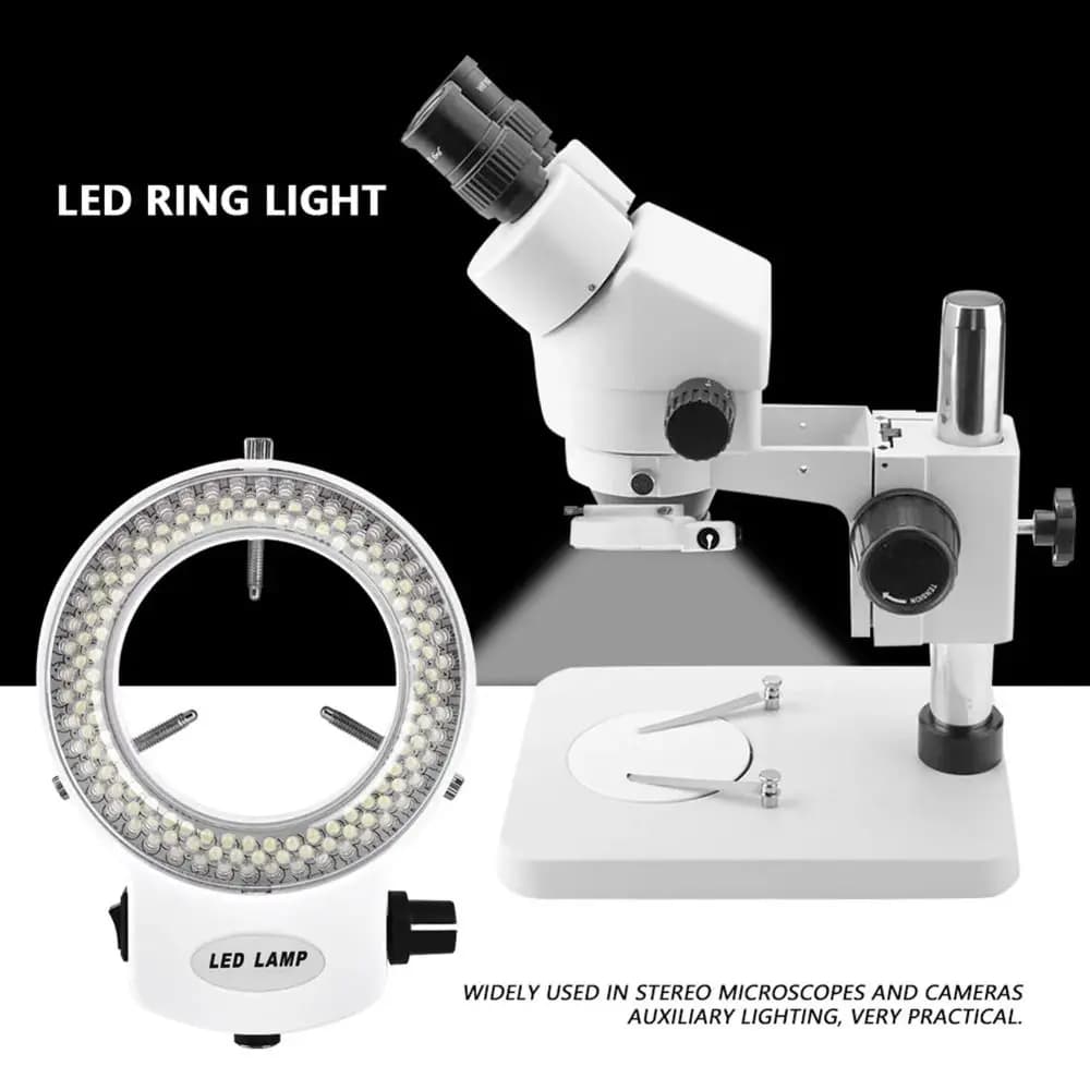 Black White Microscope Ring Light Non-Flickering Adjustable Adjustable Illuminator EU/US/UK Dimming Microscopes Protective Cover