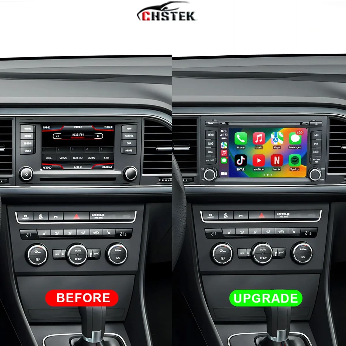 CHSTEK Autoradio Stereo per Seat Leon MK3 5F Ibiza 2012-2020 Wireless Carplay GPS WIFI 4G Bluetooth Android 14 Lettore Multimediale