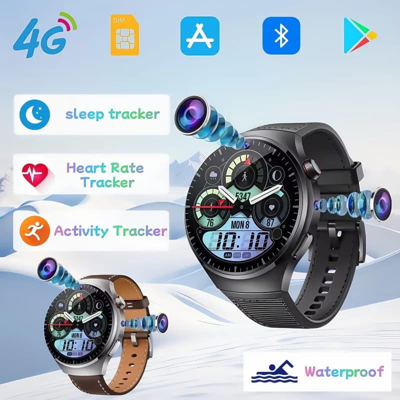 4G AMOLED Smartwatch B14 HD Doppia fotocamera Wifi Videochiamata Bluetooth SIM card App Google PLAY Scarica Smartwatch impermeabile
