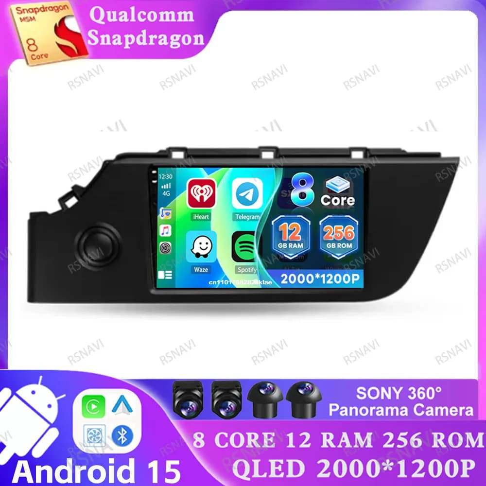 Car Radio Android 15 For Kia RIO 4 IV FB 2020 2021 2022 Qualcomm 360 Camera Viedo Player QLED RDS DVD Stereo BT Multimedia AUTO