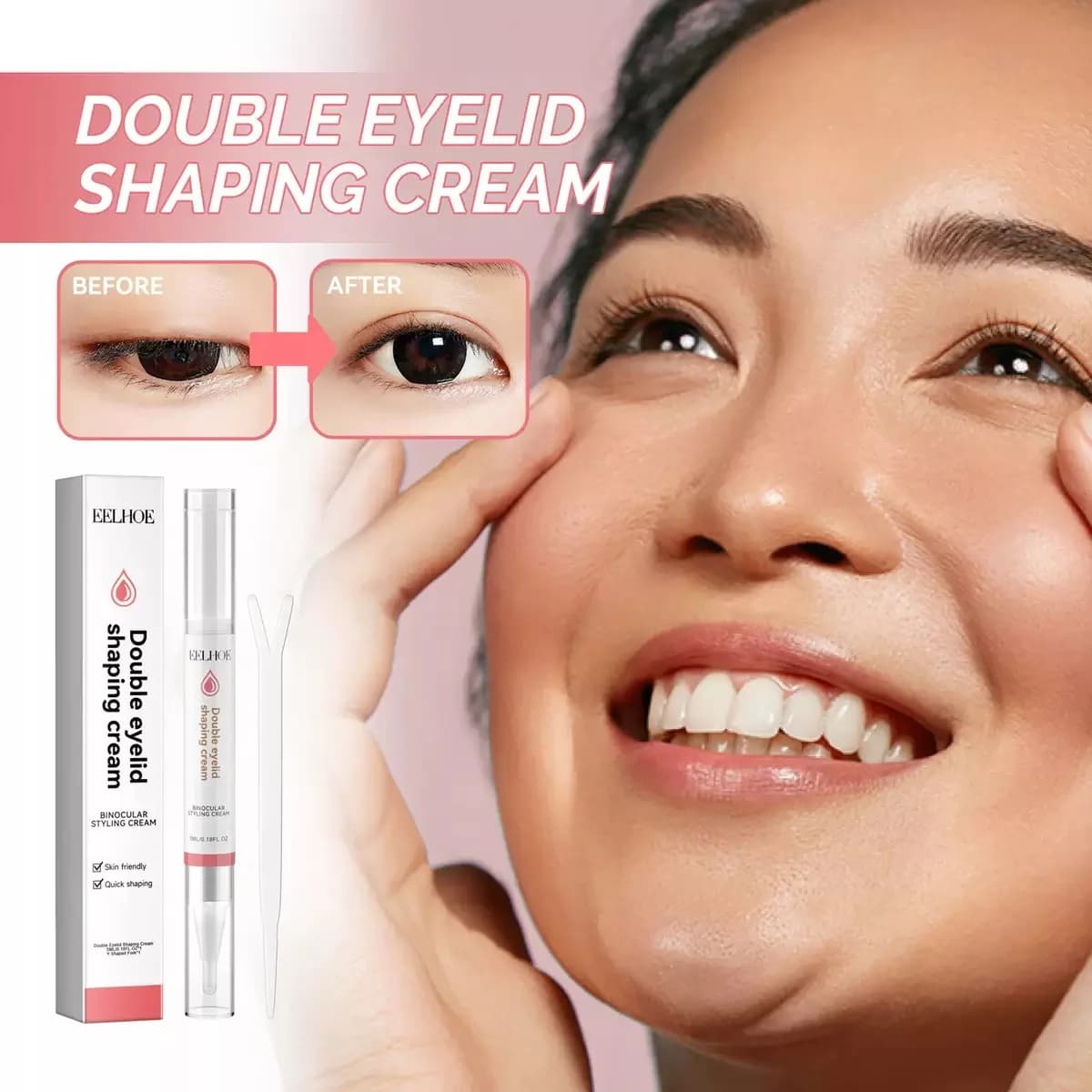 EELHOE Crema per lo styling della doppia palpebra Crema modellante per doppia palpebra 20g Crema adesiva per palpebra invisibile Colla per palpebre con Y Stick