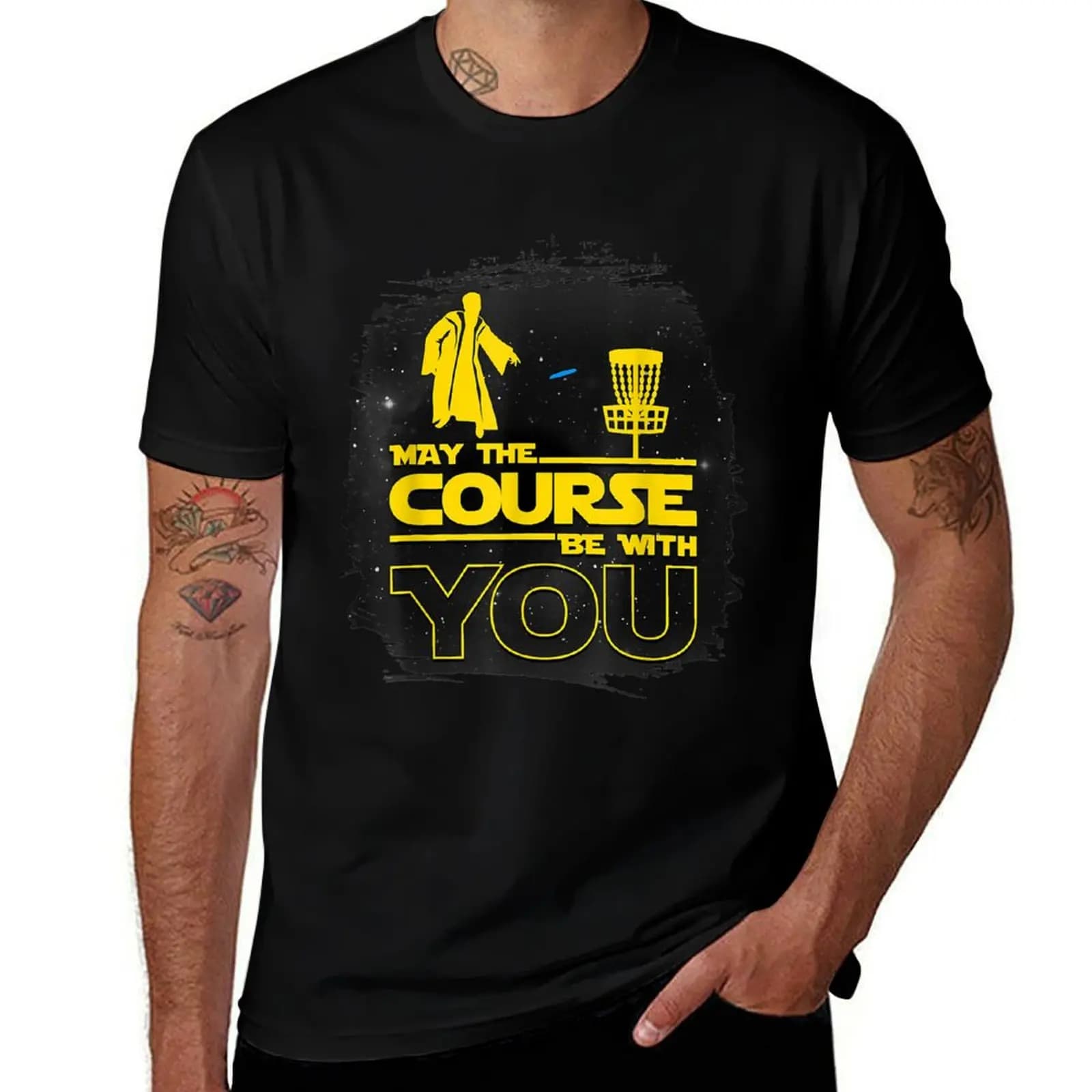 May The Course Be With You Funny Disc Golf T-Shirt Summer Casual Loose T-Shirt