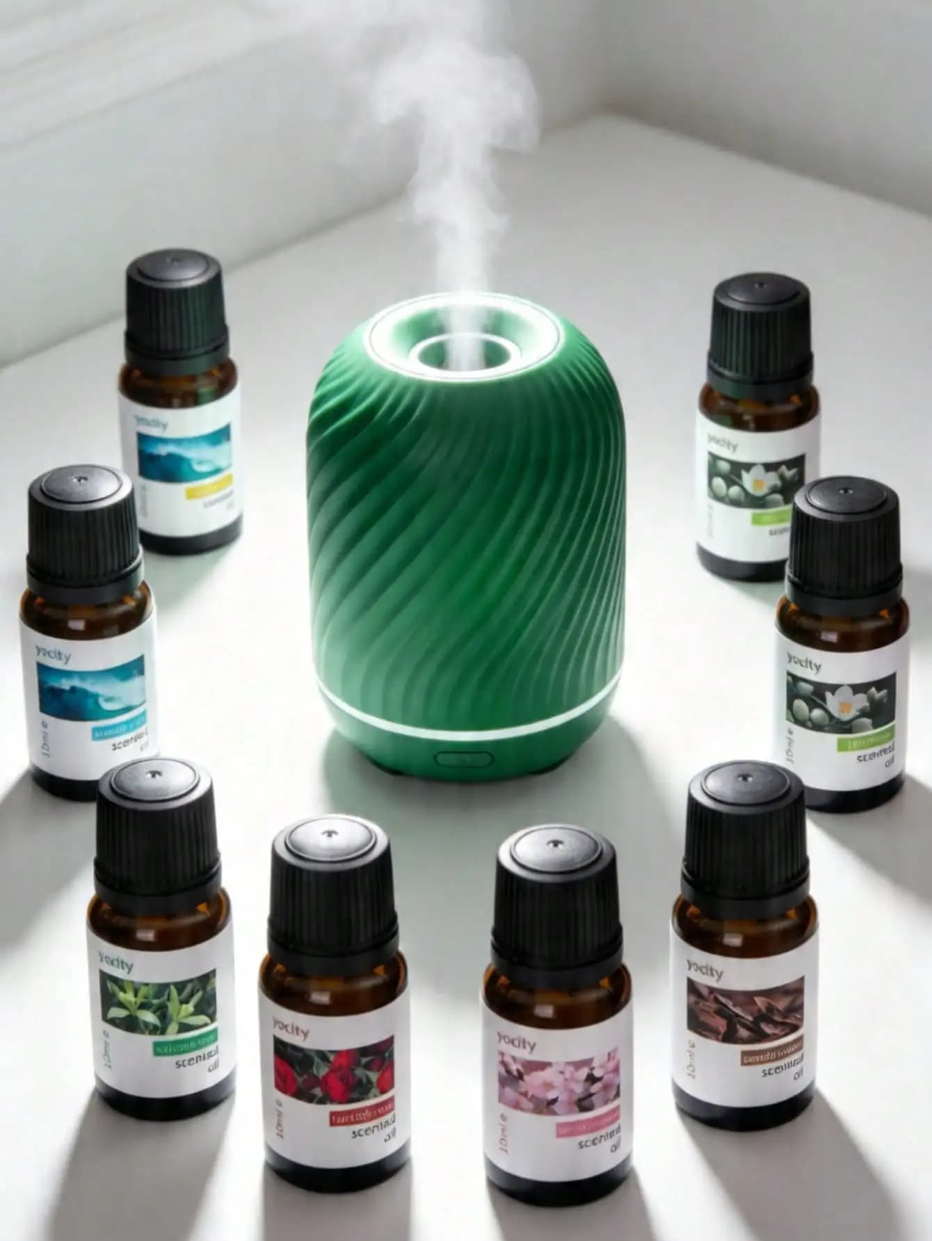 Oli essenziali da 10 ml, diffusore per aromaterapia, umidificatore per auto, aromaterapia domestica, oli essenziali per la creazione di candele, oli profumati alla rosa/oceano incantato/gelsomino/limone/lavanda/fiori di ciliegio/legno di sandalo/vaniglia