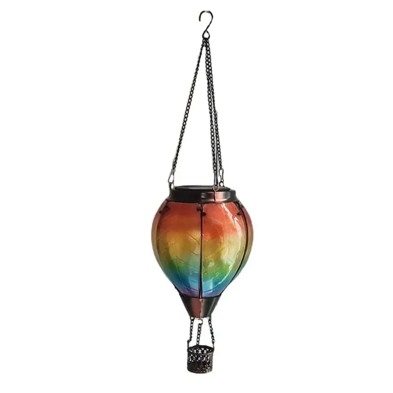 Outdoor balloon-shaped lantern, solar lantern with candle holder for garden decorations, outdoor hanging solar lights