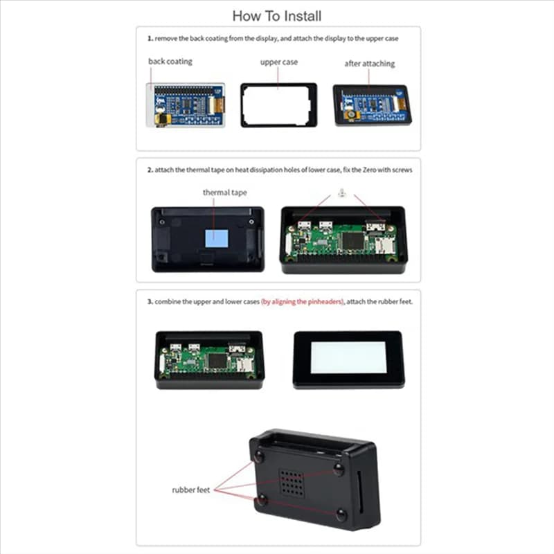 For Raspberry Pi Zero 2,13 Inch Portable Ink Touch Screen Resolution 250X122 with Case