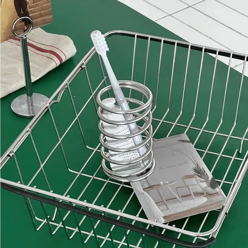 Portaspazzolino multifunzionale in acciaio inossidabile, organizer da bagno per dentifricio, pennelli da trucco, porta penne, decorazione per la casa