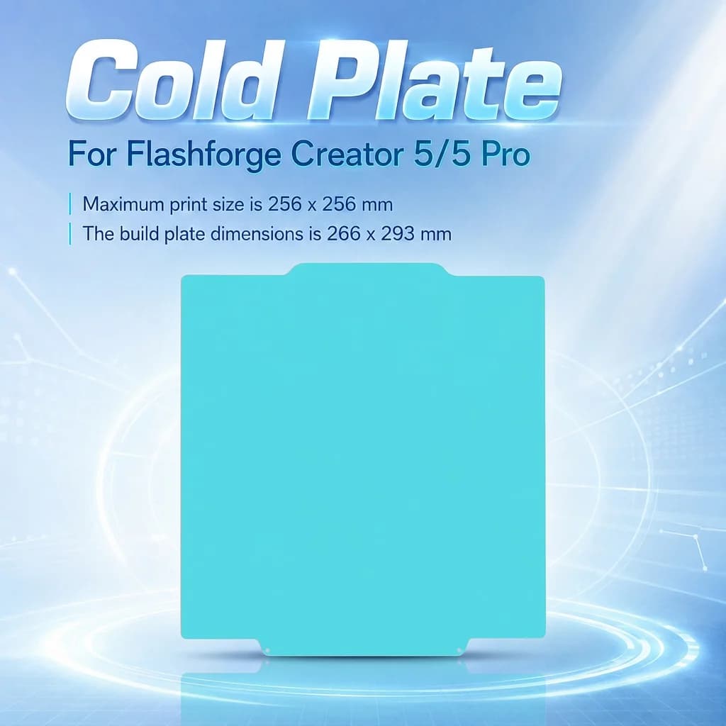 Build Plate for Flashforge Creator 5/Creator 5 Pro Cold Plate 256x256mm PLA PETG Thicker Spring Steel Sheet Heated Bed Platform