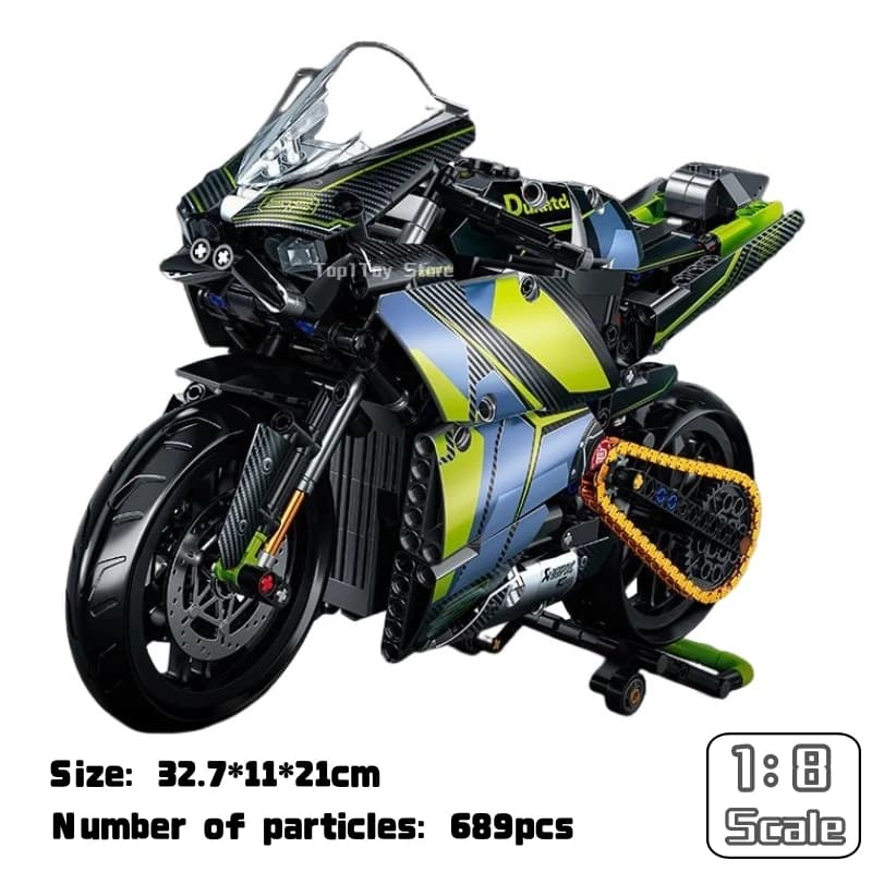 Gara di motociclette tecniche Famosa motocicletta Modello di blocchi Decorazioni per il desktop Veicolo urbano Giocattoli per bambini Regalo festivo