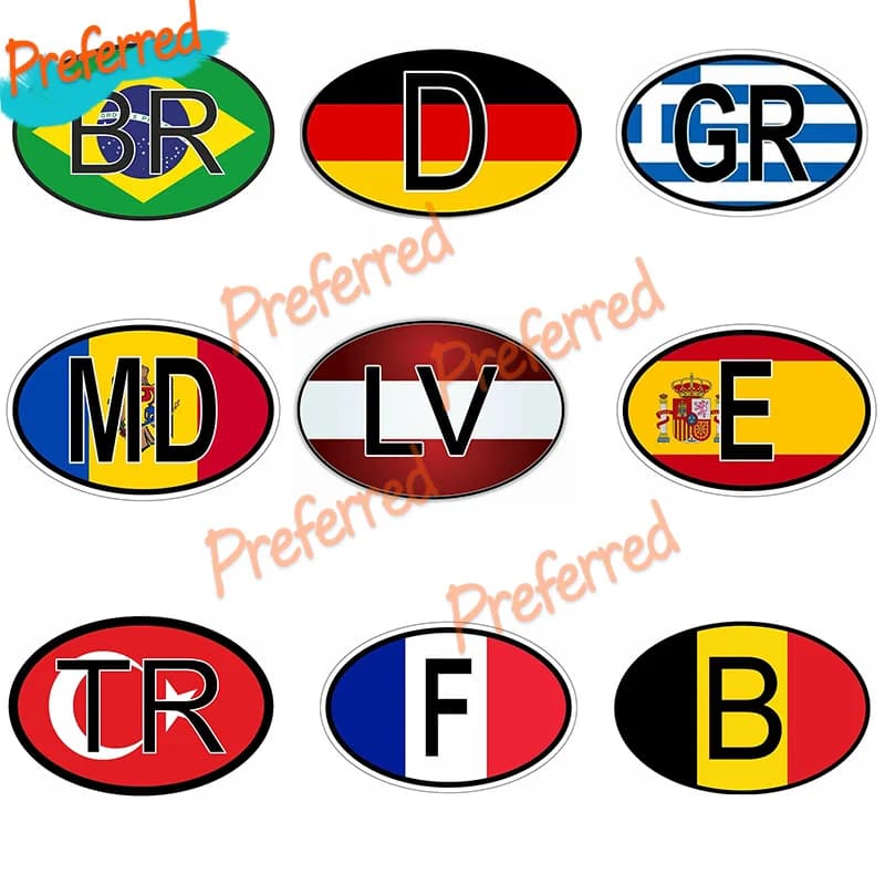 Sticker Oval Flag Code Country F France/country Code A/B/D/E/S Vinyl Waterproof Decal for Cars Bikes Phones Laptop Helmet Decal