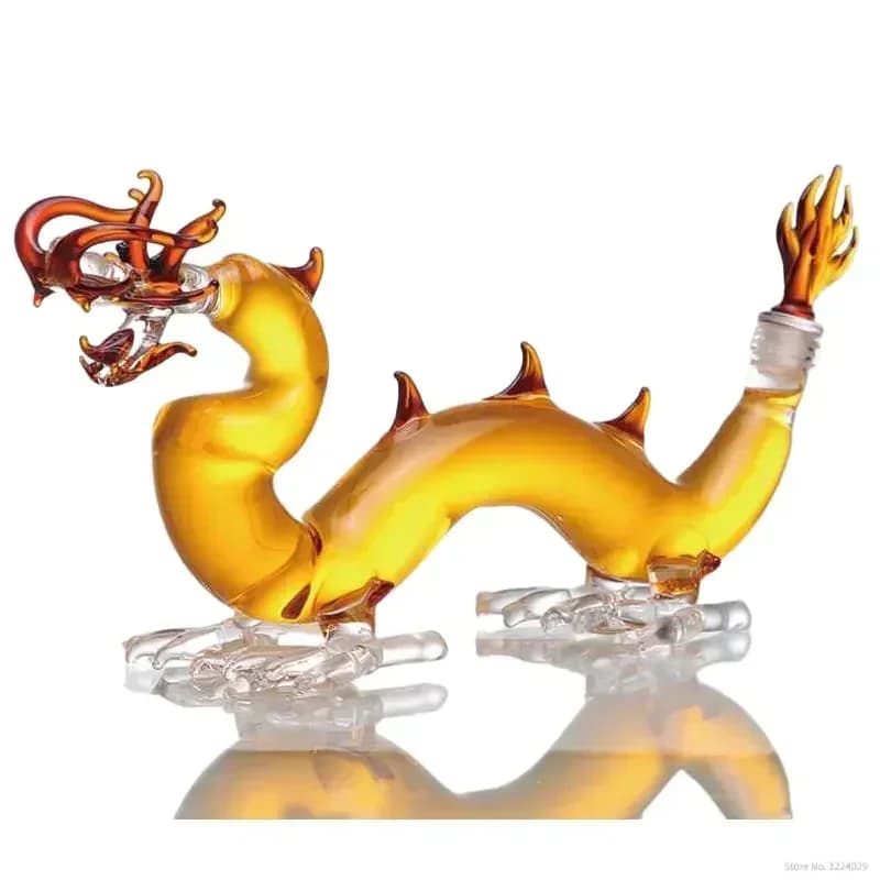 Decanter per Whisky Soffiato a Mano, Design a Forma di Drago, Decanter per Vino in Vetro Senza Piombo, Adatto per Liquori, Scotch, Bourbon, 150ml